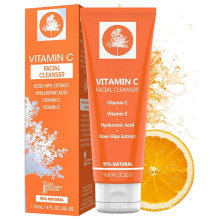 Espuma de limpeza diária de vitamina C limpador facial com ácido hialurônico